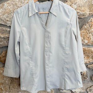 Women's Tan Royal Robbins Hiking Camping Fishing Button Up Shirt size M